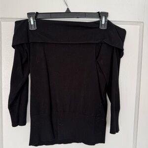 Anne Loft Elegant Black Off-Shoulder Sweater